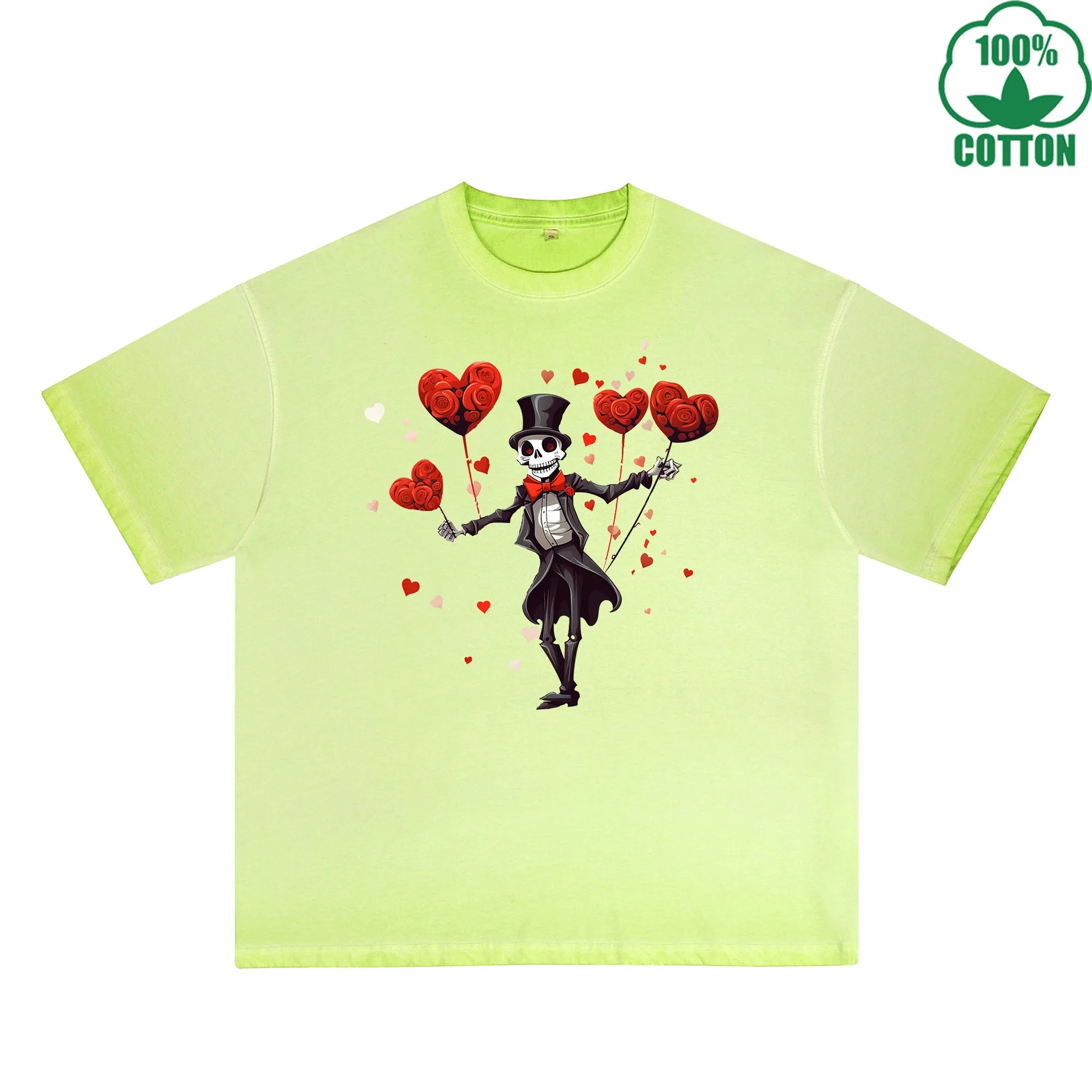 LOVE Printed Dirty Wash T-Shirt 230G Multicolor Loose Trendy Fashionable 100%Cotton Short Sleeve Top