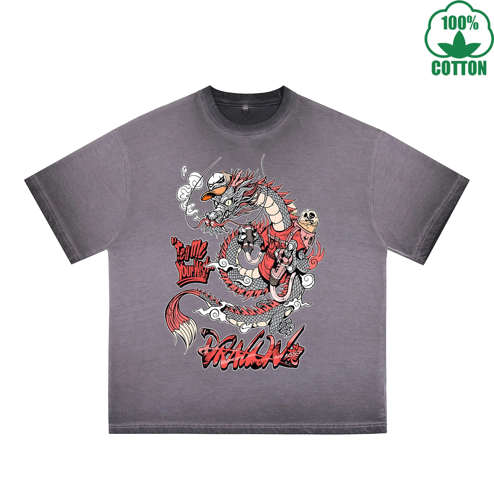 Blood Butterfly Printed Dirty WashT-Shirt 230G Multicolor Loose Trendy Fashionable 100%Cotton Short Sleeve Top