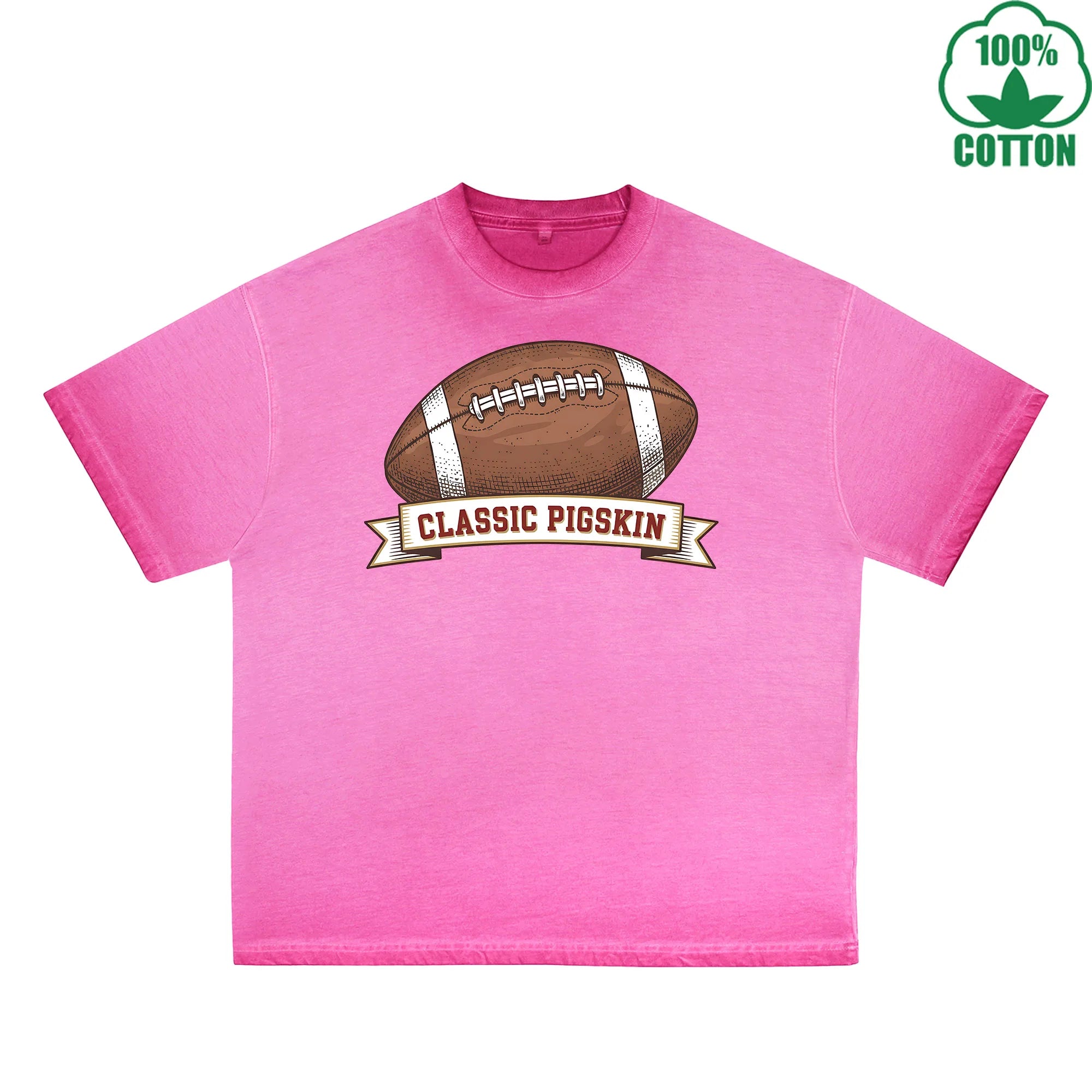 CLASSIC PIGSKIN Printed Dirty Wash T-Shirt 230G Multicolor Loose Trendy Fashionable 100%Cotton Short Sleeve Top