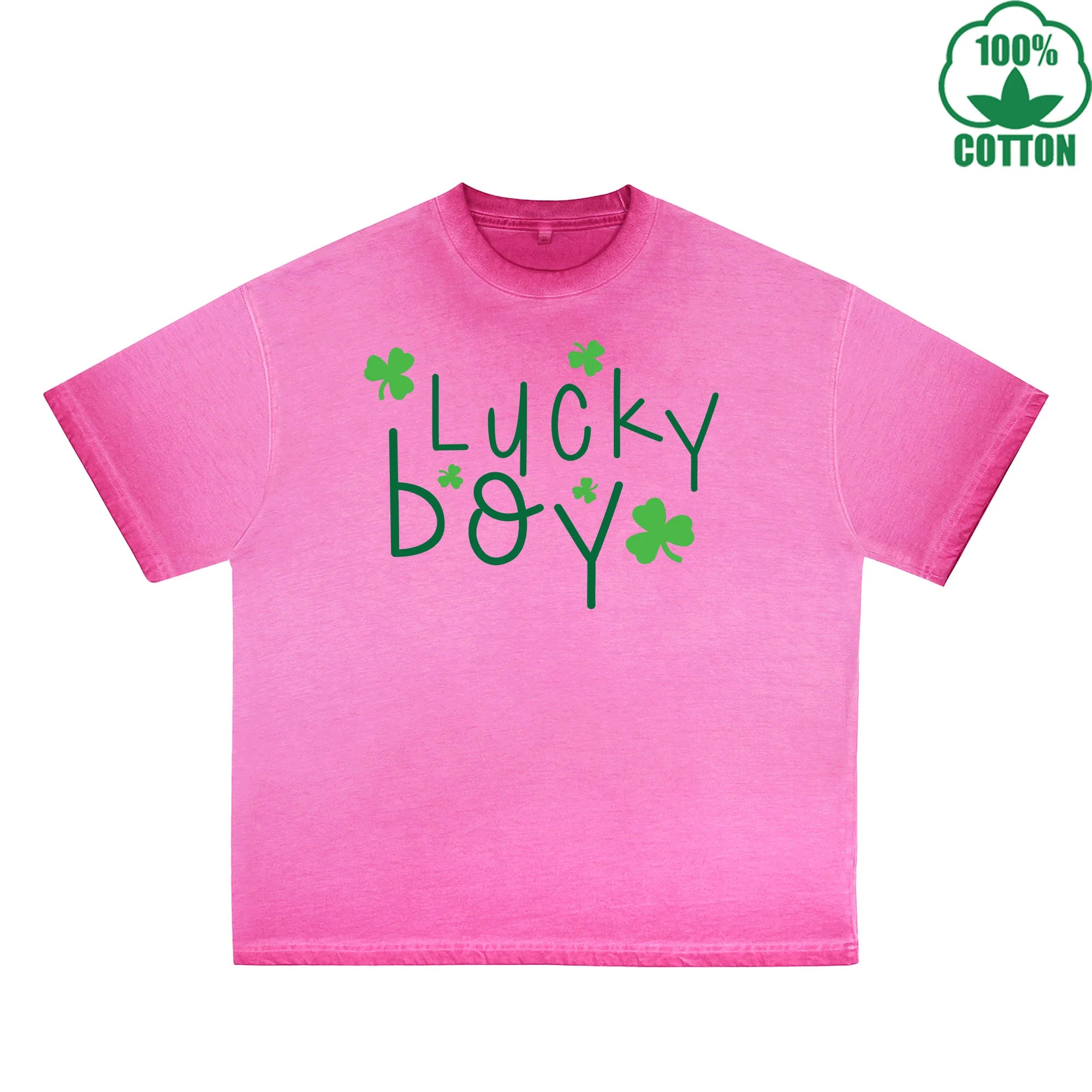 Fatey Boy Printed Dirty Wash T-Shirt 230G Multicolor Loose Trendy Fashionable 100%Cotton Short Sleeve Top