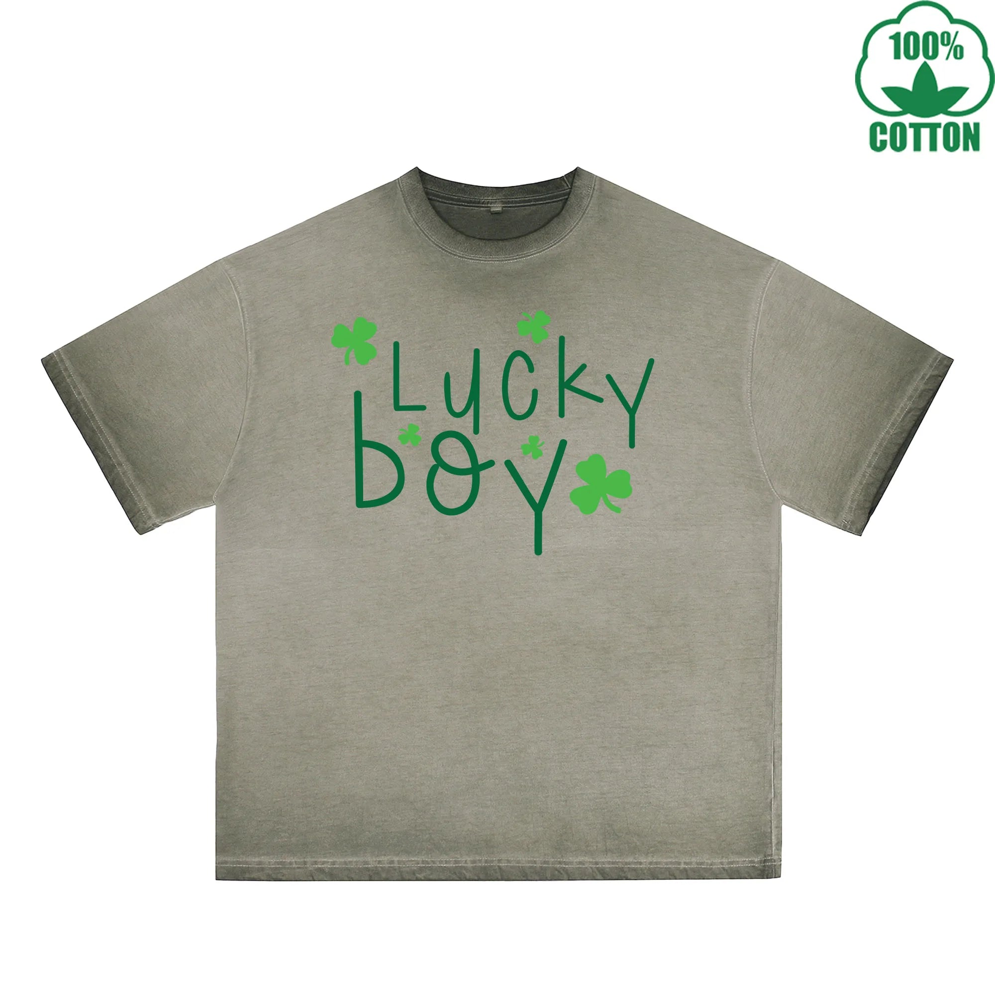 Fatey Boy Printed Dirty Wash T-Shirt 230G Multicolor Loose Trendy Fashionable 100%Cotton Short Sleeve Top