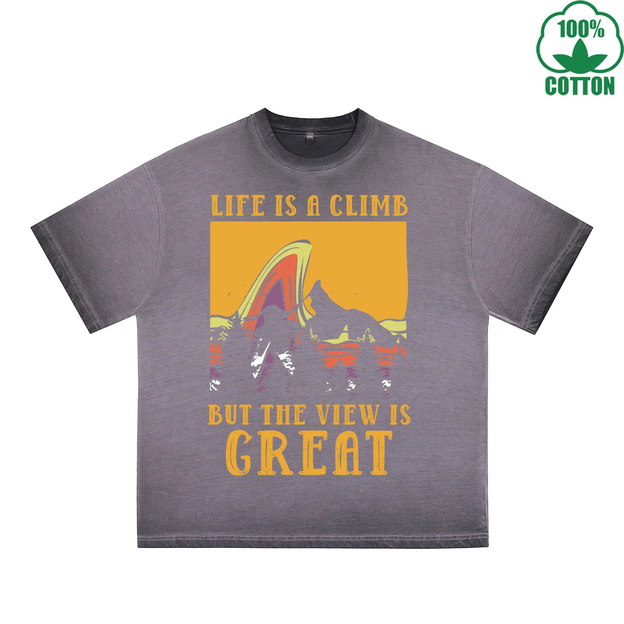 Great Printed Dirty WashT-Shirt 230G Multicolor Loose Trendy Fashionable 100%Cotton Short Sleeve Top
