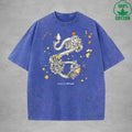 Roses And Vipers Printed Washed T-Shirt 230G Minimalist Loose Trendy Fashionable Cotton Short Sleeve Top