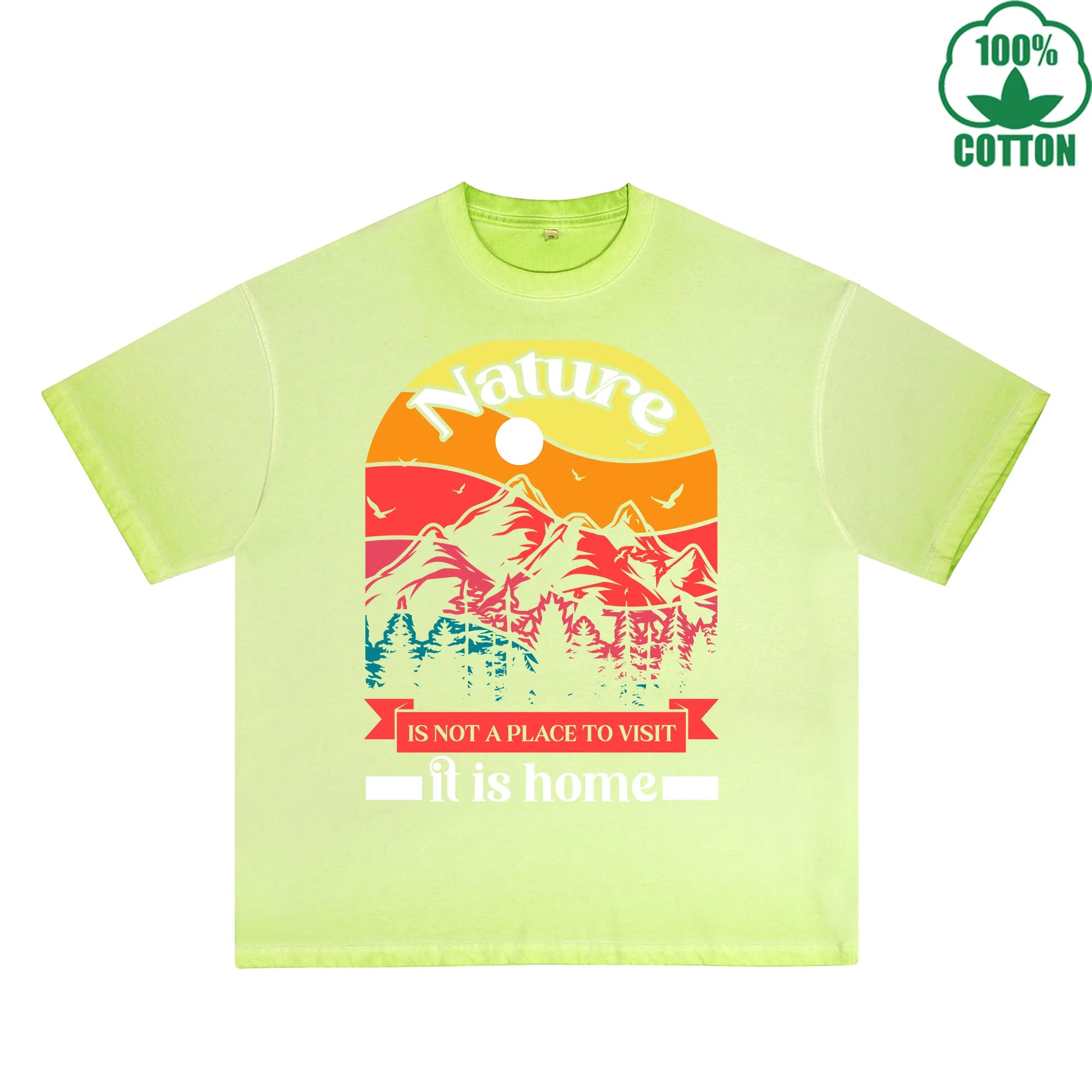 Go With All Your Heart Printed Dirty WashT-Shirt 230G Multicolor Loose Trendy Fashionable 100%Cotton Short Sleeve Top