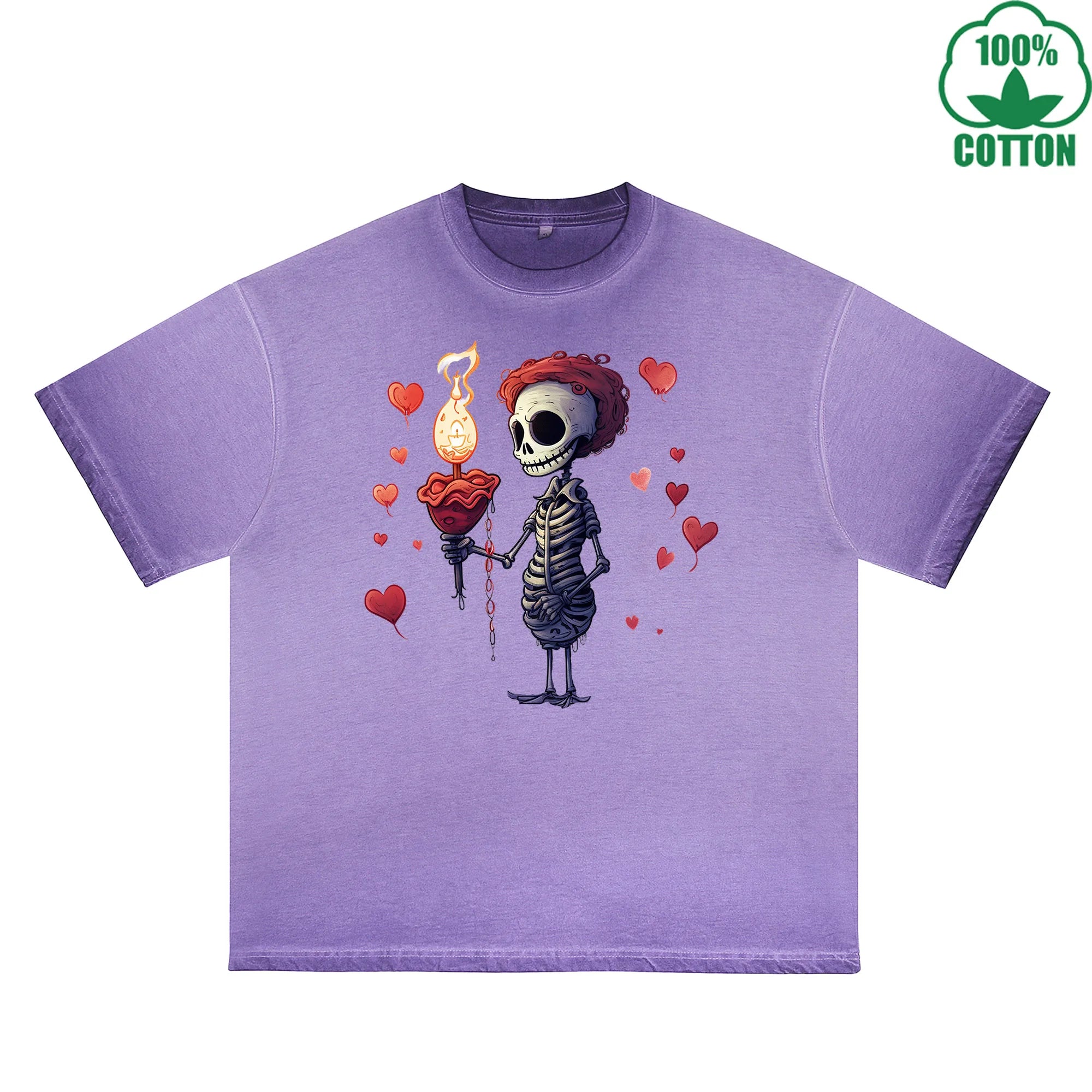 Lover Printed Dirty Wash T-Shirt 230G Multicolor Loose Trendy Fashionable 100%Cotton Short Sleeve Top