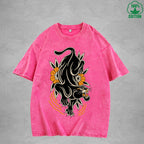 Black PantherInterest Printed Washed T-Shirt 230G Multicolor Loose Trendy Fashionable 100%Cotton Short Sleeve Top