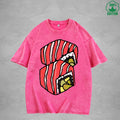 Cute SushiInterest Printed Washed T-Shirt 230G Multicolor Loose Trendy Fashionable 100%Cotton Short Sleeve Top