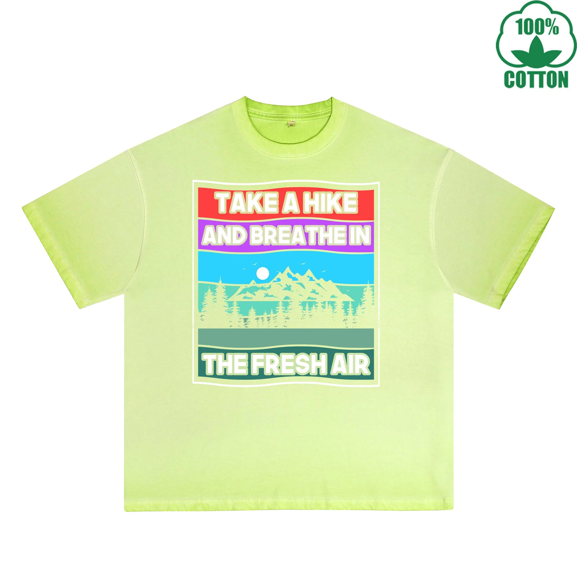 Take A Hike Printed Dirty WashT-Shirt 230G Multicolor Loose Trendy Fashionable 100%Cotton Short Sleeve Top