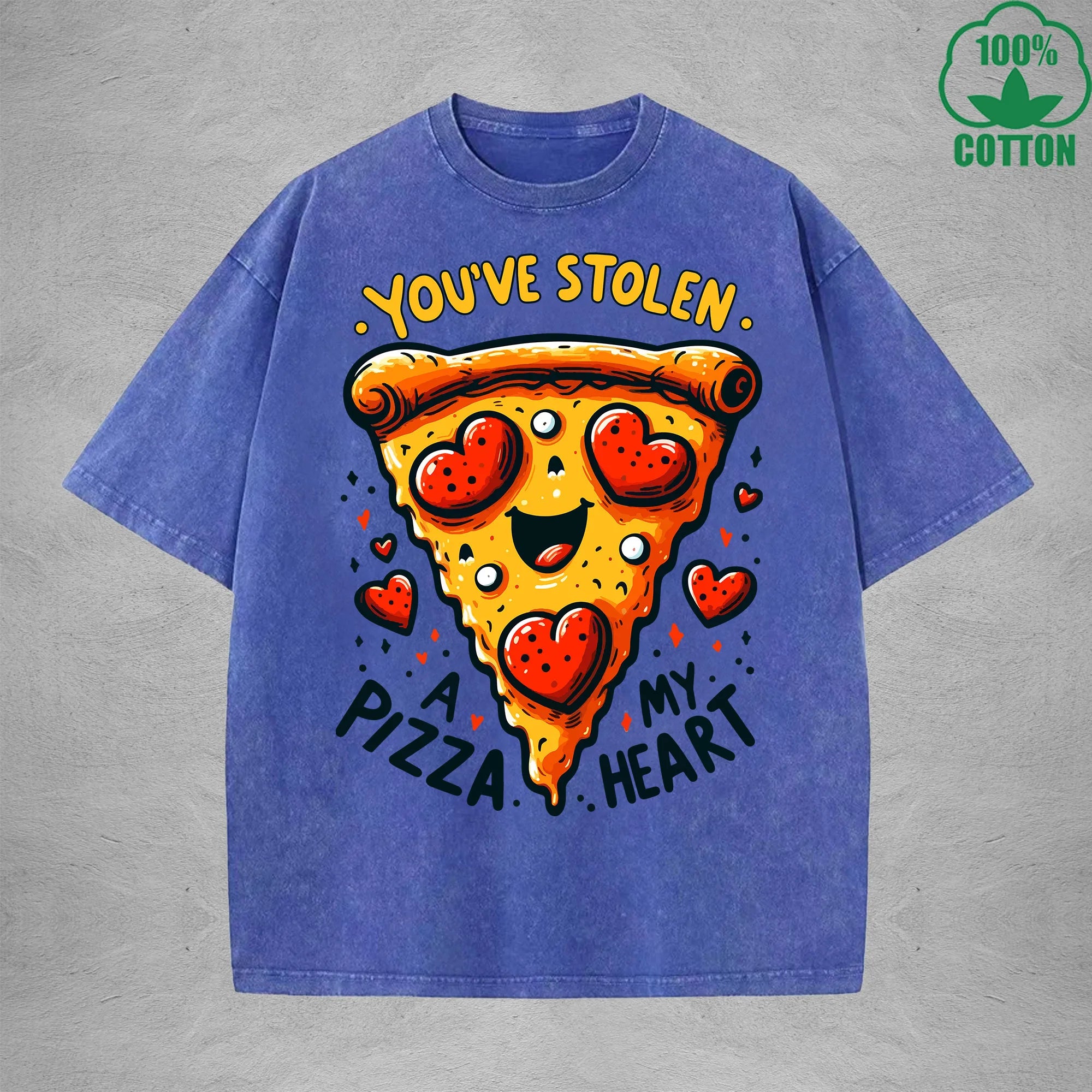You've StolenInterest Printed Washed T-Shirt 230G Loose Trendy Fashionable 100%Cotton Short Sleeve Top