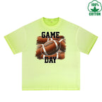 Game Day Printed Dirty Wash T-Shirt 230G Multicolor Loose Trendy Fashionable 100%Cotton Short Sleeve Top