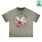 Not today God of Love Printed Dirty Wash T-Shirt 230G Multicolor Loose Trendy Fashionable 100%Cotton Short Sleeve Top