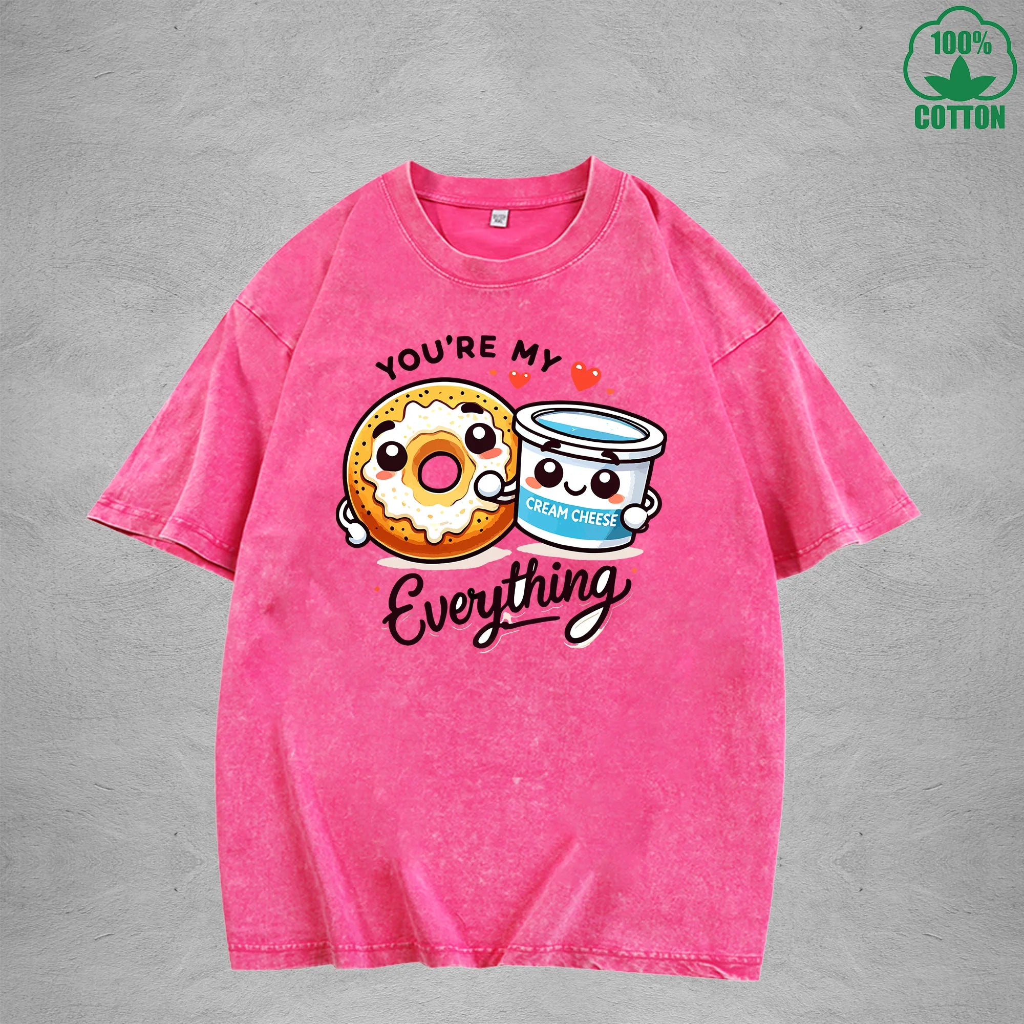 Youre My EverythingInterest Printed Washed T-Shirt 230G Loose Trendy Fashionable 100%Cotton Short Sleeve Top