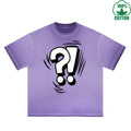 Question Mark Printed Dirty WashT-Shirt 230G Multicolor Loose Trendy Fashionable 100%Cotton Short Sleeve Top