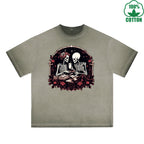 Love Printed Dirty Wash T-Shirt 230G Multicolor Loose Trendy Fashionable 100%Cotton Short Sleeve Top
