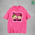 My loveInterest Printed Washed T-Shirt 230G Loose Trendy Fashionable 100%Cotton Short Sleeve Top