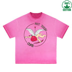 Not today God of Love Printed Dirty Wash T-Shirt 230G Multicolor Loose Trendy Fashionable 100%Cotton Short Sleeve Top