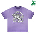 Summer Adventure Printed Dirty WashT-Shirt 230G Multicolor Loose Trendy Fashionable 100%Cotton Short Sleeve Top