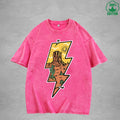 Lightning Desert Interest Printed Washed T-Shirt 230G Multicolor Loose Trendy Fashionable 100%Cotton Short Sleeve Top