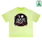 Love Printed Dirty Wash T-Shirt 230G Multicolor Loose Trendy Fashionable 100%Cotton Short Sleeve Top