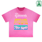 Neu Heigts Printed Dirty WashT-Shirt 230G Multicolor Loose Trendy Fashionable 100%Cotton Short Sleeve Top